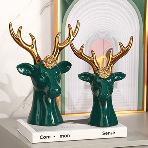 北欧现代轻奢鹿头摆件家居家装饰品客厅酒柜电视柜玄关欧式艺术品