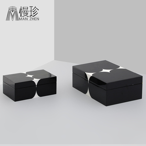 创意黑色钢琴烤漆木质首饰盒摆件现代简约卧室梳妆台衣帽间收纳盒