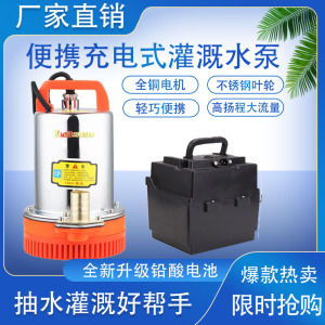 充电水泵便携式农用户外浇菜潜水泵12V24V48V大流量高扬程抽水机