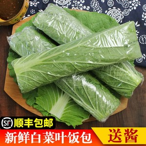 打饭包菜叶东北大白菜叶饭包叶即食蘸酱蔬菜包饭菜新鲜20叶送酱