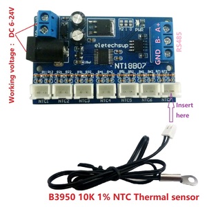 7通道RS485 NTC温度传感器测量MODBUS RTU 无纸记录仪PLC NT18B07