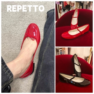 代购repetto玛丽珍鞋平底婚鞋一字带芭蕾舞鞋中跟凉鞋粗跟女单鞋
