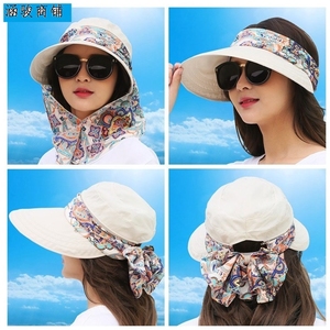 幅子太阳帽防晒韩版时尚女士土夏季凉冒可折叠遮脸斜阳帽孑女夏。