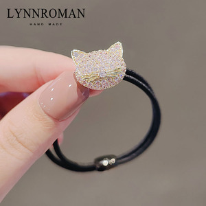 LYNNROMAN日系可爱氧化锆小猫发绳少女头绳橡皮筋扎头发丸子头