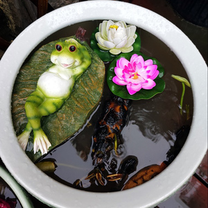 水缸造景鱼缸鱼池装饰造景户外花园创意仿真鸭子青蛙流水漂浮摆件