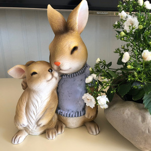 花园庭院摆件桌面装饰创意树脂工艺品家居饰品可爱动物小兔子摆件
