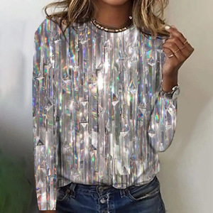 欧美时尚街头气质印花衬衫女装 Printed Shiny Shirt