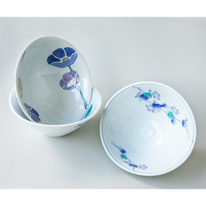 现货日本进口有田烧华山窑手绘花朵陶瓷变形钵面碗汤碗家用餐具