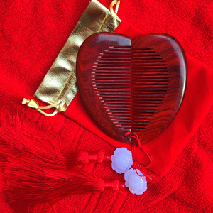 小叶紫檀红木梳子镜子套装结婚礼物对梳送闺蜜新人礼品刻字定制
