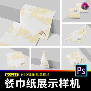 正方形餐巾纸巾印花图案餐饮品牌VI文创样机展示模板PSD设计素材