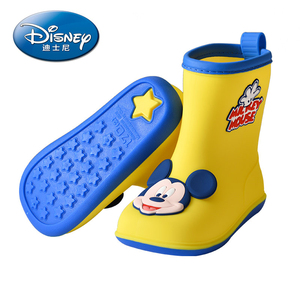 新款迪士尼儿童雨鞋米奇男女童防滑防水胶鞋卡通雨靴宝宝加绒水鞋