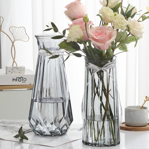 【二件套】大号玻璃花瓶透明欧式水养百合干花富贵竹花瓶插花摆件
