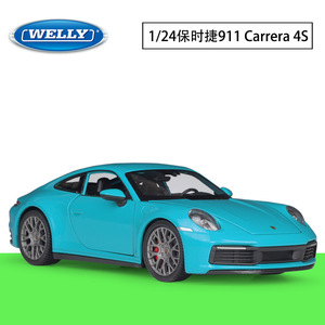 WELLY威利 1:24保时捷911 Carrera 4S仿真合金汽车模型收藏摆件