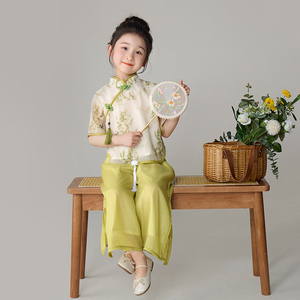 新中式女童夏款2024新款中国风唐装女孩古风夏装夏季套装儿童汉服