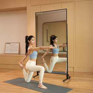 舞蹈镜家用可移动跳舞全身镜健身瑜伽落地穿衣镜舞蹈室带轮大镜子