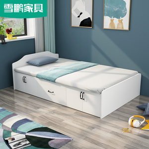 高箱储物床带抽屉1.2米单人床小户型板式床气动上翻床1.5米CH-223