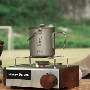 FG梦花园户外便携手动咖啡壶带滤网纯钛法压壶法式可煮过滤茶水杯