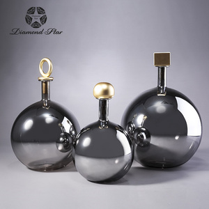 钻石星电镀球形花瓶ins风轻奢银色插花器客厅餐桌摆件玻璃花瓶