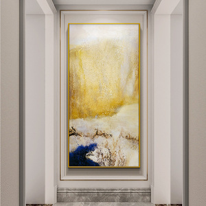 现代简约赵无极抽象油画手绘欧式竖版客厅走廊过道玄关有框装饰画