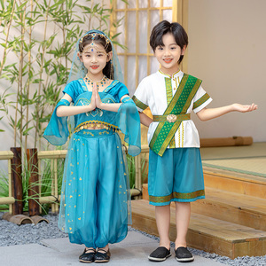 民族服装儿童男童傣族舞蹈服女童印度舞西双版纳服饰六一演出服