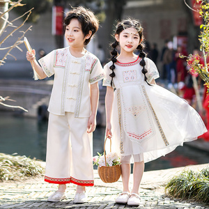 少数民族服装男童傣族服饰女童云南西双版纳彝族夏六一儿童演出服