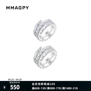MMAGPY蝴蝶系列多圈琴键戒指女925纯银指环饰品