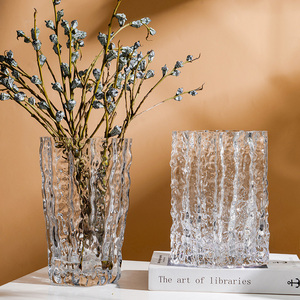 欧美手作玻璃透明冰川龙骨样板间花瓶花器轻奢美式芬兰极冻系列