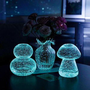 ins风网红夜光荧光冰川花瓶玻璃透明插花玫瑰鲜花客厅餐桌摆件