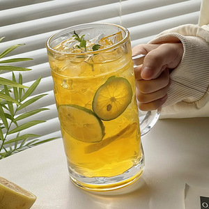 带把大容量水果茶玻璃杯办公室家用果汁饮料喝水个性创意啤酒杯子