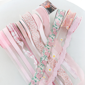 粉色系520鲜花丝带花艺缎带礼物礼盒包装彩带鲜花店资材雪纱带