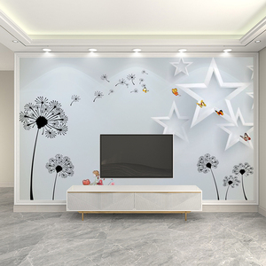 现代简约电视背景墙2024新款客厅墙布高级感壁画自粘墙贴影视壁布