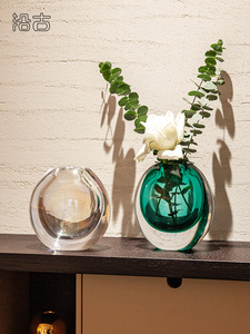 实物比图片好看的桌面小花瓶花艺 现代轻奢风 香薰玻璃瓶插花配饰