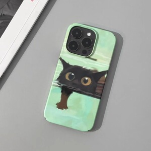 大眼睛游泳猫咪适用于iPhone15/14promax手机壳涂鸦艺术苹果13pro菲林12猫咪15plus硬壳xsmax趣味8小众11文艺