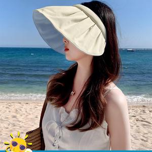 夏天女式帽子发箍遮阳帽太阳帽女款可折叠2023新款太阳冒子女帽大