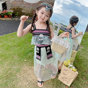 女小童傣族服套装夏装女宝宝六一表演服夏款幼儿园薄款民族风裙子