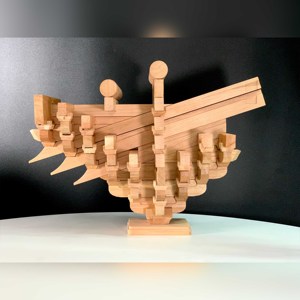 中国潮全榫卯积木古建筑柱头斗拱实木模型结构拼装玩具文创摆件