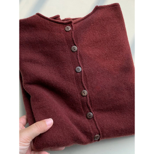 红色立领文艺风软糯针织开衫纯色自由卷边高级感外搭薄款排扣毛衣