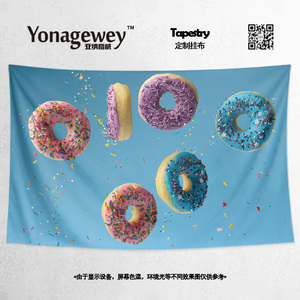 甜甜圈Donuts个性网红甜点面包店墙壁装饰周边海报背景布挂布挂毯