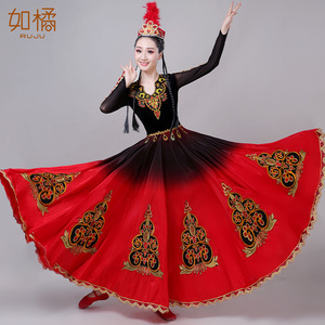 新款高端成人新疆维吾尔族舞蹈服装演出服女表演服大摆裙艺考服装