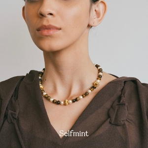 Selfmint 原创品牌天然虎眼石项链 珍珠金球Vintage设计感锁骨链