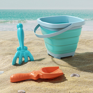 沙滩玩具可折叠便携儿童水桶捞鱼螃蟹宝宝挖沙铲子玩水工具桶沙池