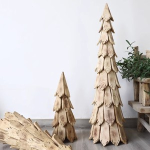 木质圣诞树圣诞气氛场景布置实木落地木片松树家居圣诞节装饰摆件