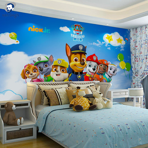 汪汪队主题卡通壁画卧室儿童房幼儿园儿童乐园装饰墙画3D立体墙贴