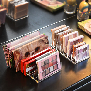 眼影盘收纳盒粉饼抽屉分隔格透明塑料桌面彩妆腮红化妆品置物架子