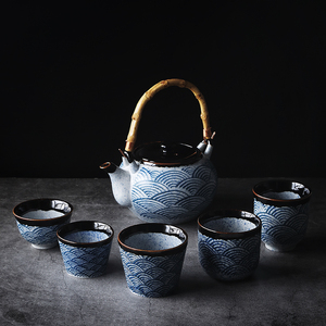 万仟堂海波纹日式家用茶壶创意陶瓷泡茶壶功夫茶具过滤茶壶茶杯餐