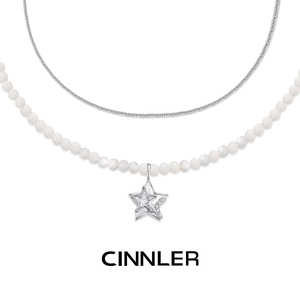 CINNLER 贝母串珠星星项链女小众设计感叠戴锁骨链轻奢高级感礼物