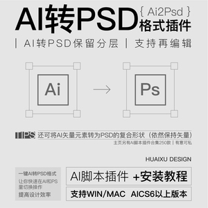 AI一键转格式插件AI矢量转PSD复合形状分层文档保留分层可编辑