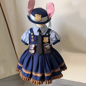 朱迪兔子警官COS衣服女童洛丽塔公主夏季连衣裙儿童蓬蓬生日礼服