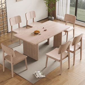 北欧白橡木全实木餐桌小户型餐厅现代简约长方形餐桌家用西餐台