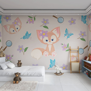 迪士尼玲娜贝儿卡通主题背景墙纸奶茶店儿童房幼儿园自粘定制壁纸